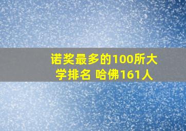 诺奖最多的100所大学排名 哈佛161人